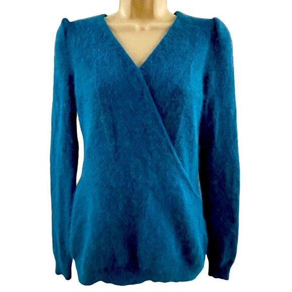 Moda International ~ Turquoise Angora Blend Long Sleeved Sweater ~ size Small - Picture 1 of 9